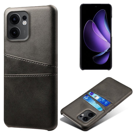 For Oppo Reno13 F 5G Case Dual Card Slots PU Leather + Hard PC Phone Cover - Black