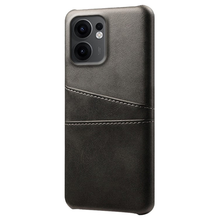 For Oppo Reno13 F 5G Case Dual Card Slots PU Leather + Hard PC Phone Cover - Black