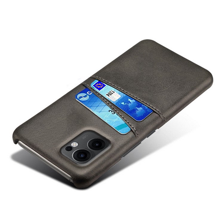 For Oppo Reno13 F 5G Case Dual Card Slots PU Leather + Hard PC Phone Cover - Black