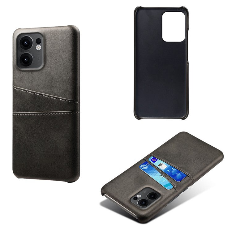 For Oppo Reno13 F 5G Case Dual Card Slots PU Leather + Hard PC Phone Cover - Black
