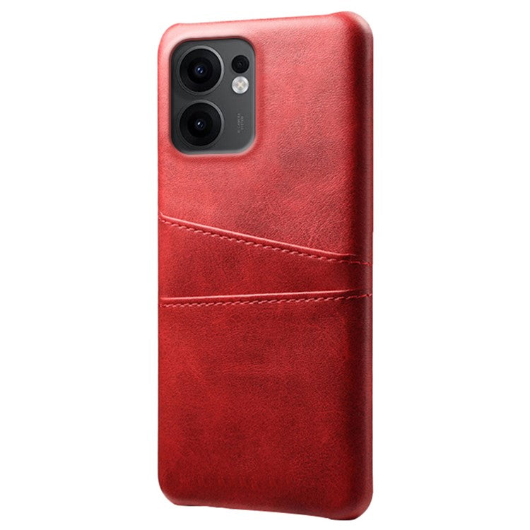 For Oppo Reno13 F 5G Case Dual Card Slots PU Leather + Hard PC Phone Cover - Red
