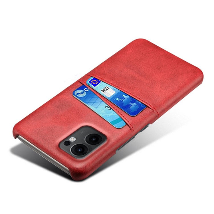 For Oppo Reno13 F 5G Case Dual Card Slots PU Leather + Hard PC Phone Cover - Red