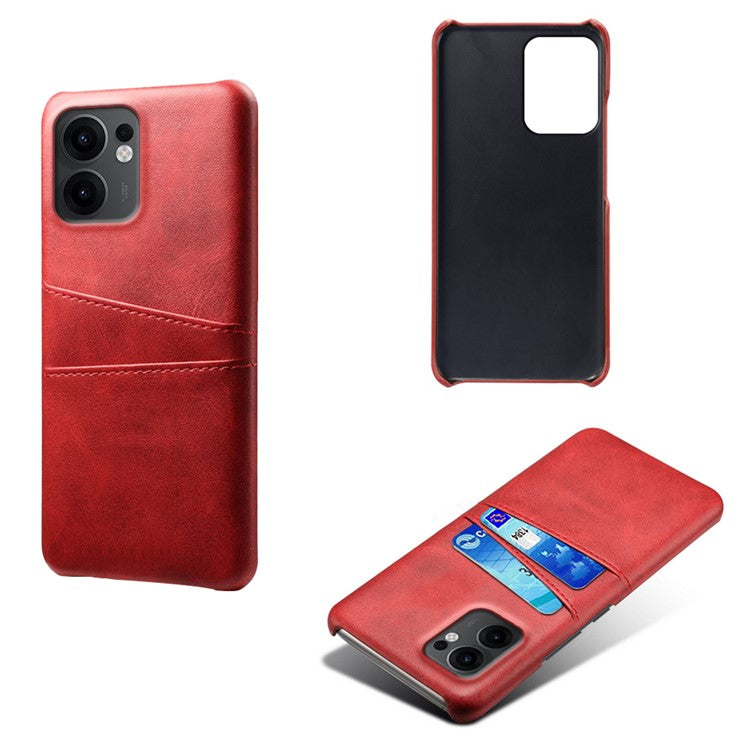 For Oppo Reno13 F 5G Case Dual Card Slots PU Leather + Hard PC Phone Cover - Red