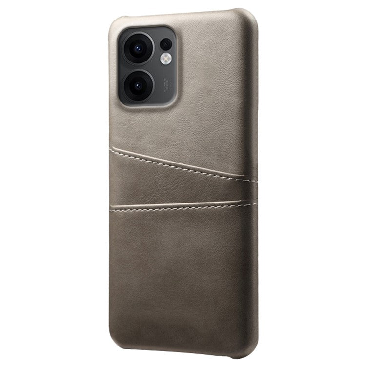 For Oppo Reno13 F 5G Case Dual Card Slots PU Leather + Hard PC Phone Cover - Grey