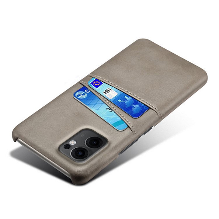 For Oppo Reno13 F 5G Case Dual Card Slots PU Leather + Hard PC Phone Cover - Grey