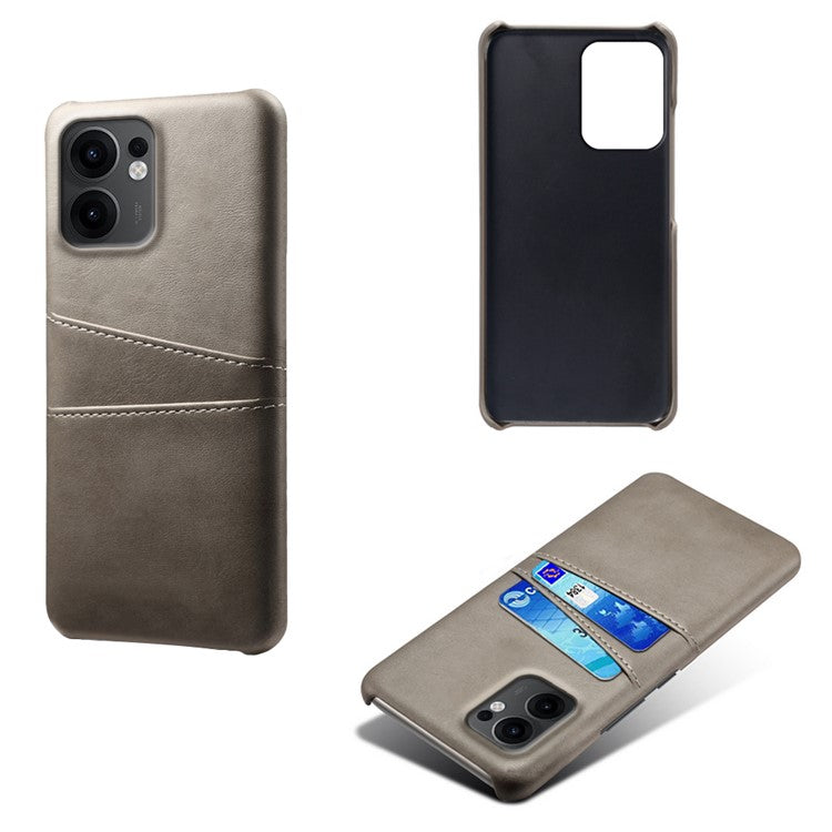 For Oppo Reno13 F 5G Case Dual Card Slots PU Leather + Hard PC Phone Cover - Grey