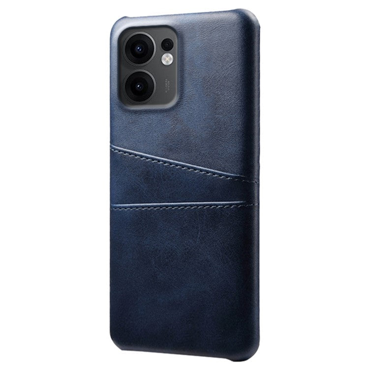 For Oppo Reno13 F 5G Case Dual Card Slots PU Leather + Hard PC Phone Cover - Blue