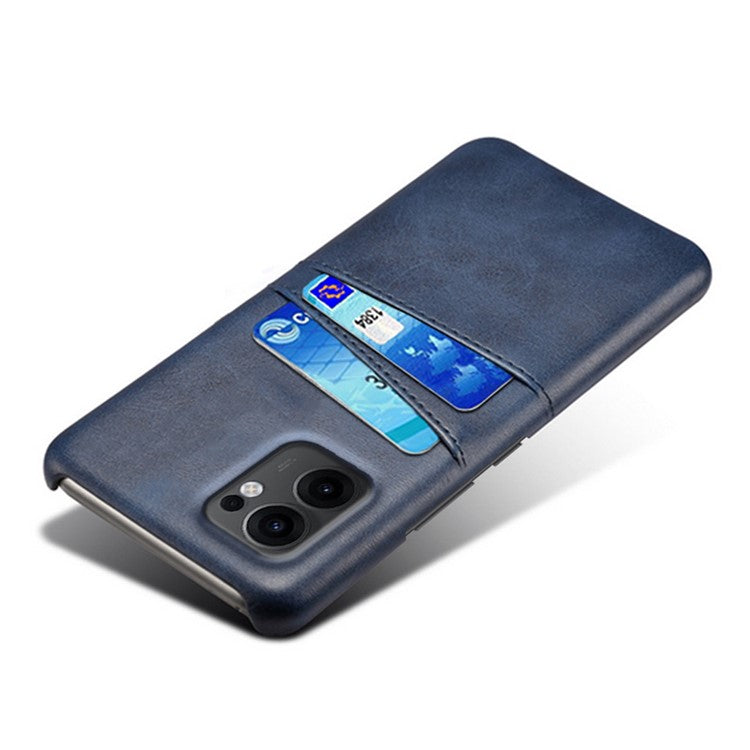 For Oppo Reno13 F 5G Case Dual Card Slots PU Leather + Hard PC Phone Cover - Blue