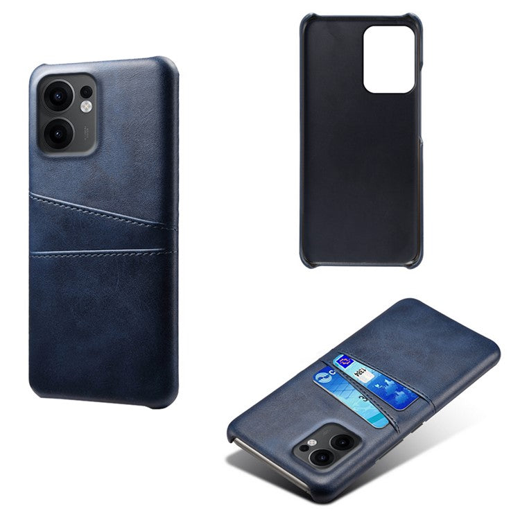 For Oppo Reno13 F 5G Case Dual Card Slots PU Leather + Hard PC Phone Cover - Blue