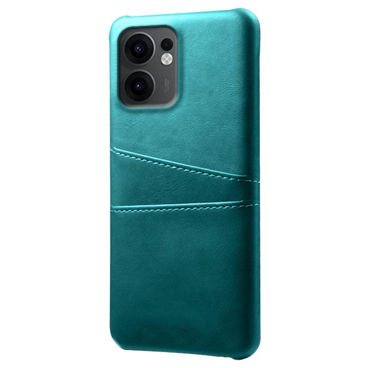 For Oppo Reno13 F 5G Case Dual Card Slots PU Leather + Hard PC Phone Cover - Green