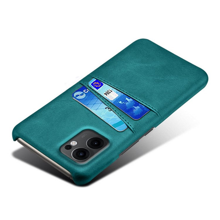 For Oppo Reno13 F 5G Case Dual Card Slots PU Leather + Hard PC Phone Cover - Green