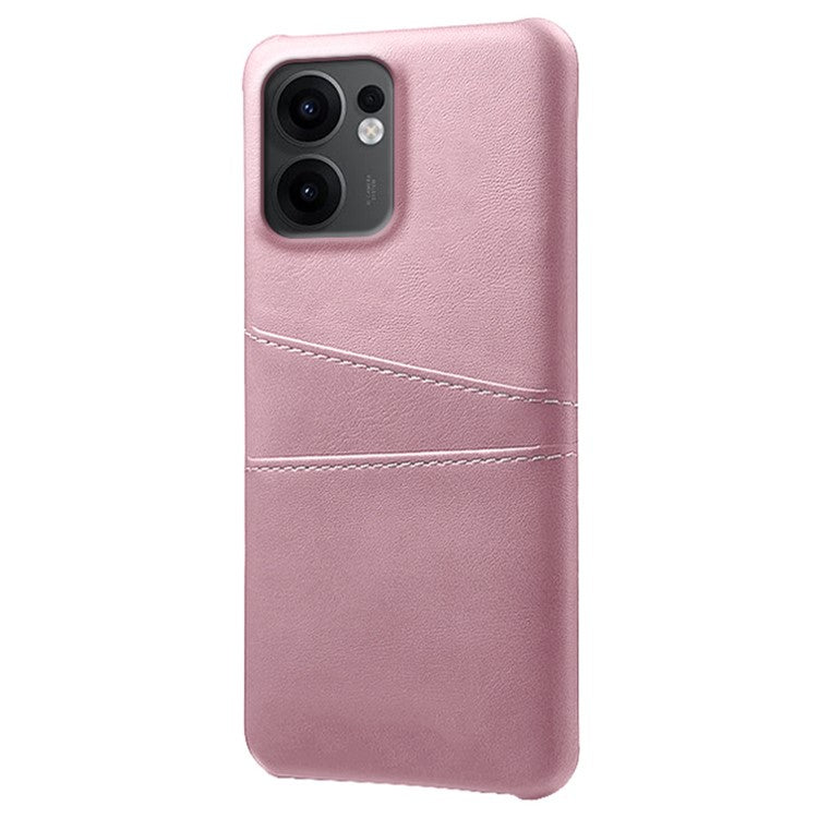 For Oppo Reno13 F 5G Case Dual Card Slots PU Leather + Hard PC Phone Cover - Rose Gold