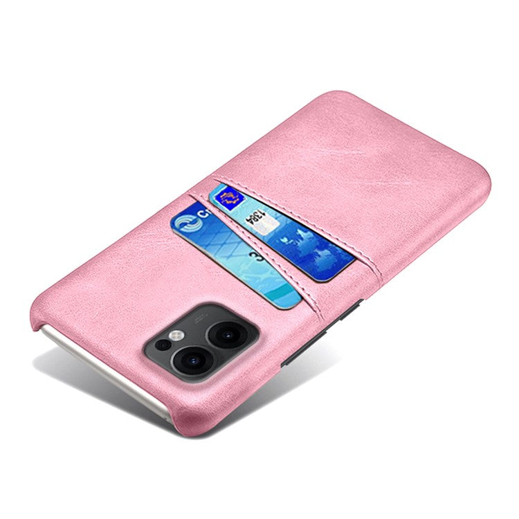 For Oppo Reno13 F 5G Case Dual Card Slots PU Leather + Hard PC Phone Cover - Rose Gold