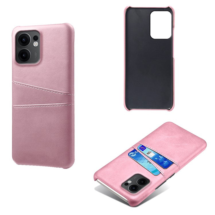 For Oppo Reno13 F 5G Case Dual Card Slots PU Leather + Hard PC Phone Cover - Rose Gold