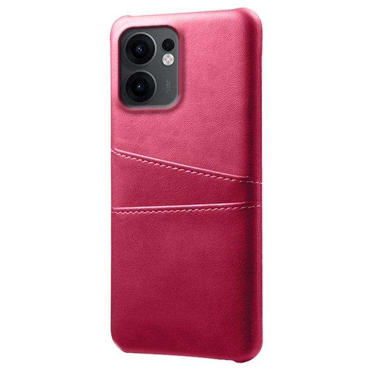 For Oppo Reno13 F 5G Case Dual Card Slots PU Leather + Hard PC Phone Cover - Rose