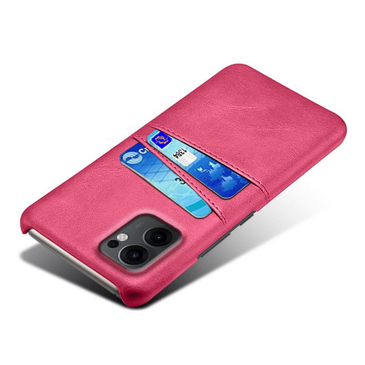 For Oppo Reno13 F 5G Case Dual Card Slots PU Leather + Hard PC Phone Cover - Rose
