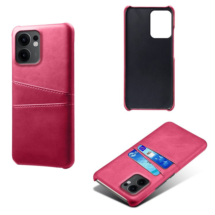 For Oppo Reno13 F 5G Case Dual Card Slots PU Leather + Hard PC Phone Cover - Rose