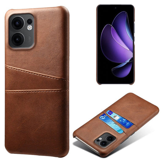 For Oppo Reno13 F 5G Case Dual Card Slots PU Leather + Hard PC Phone Cover - Brown