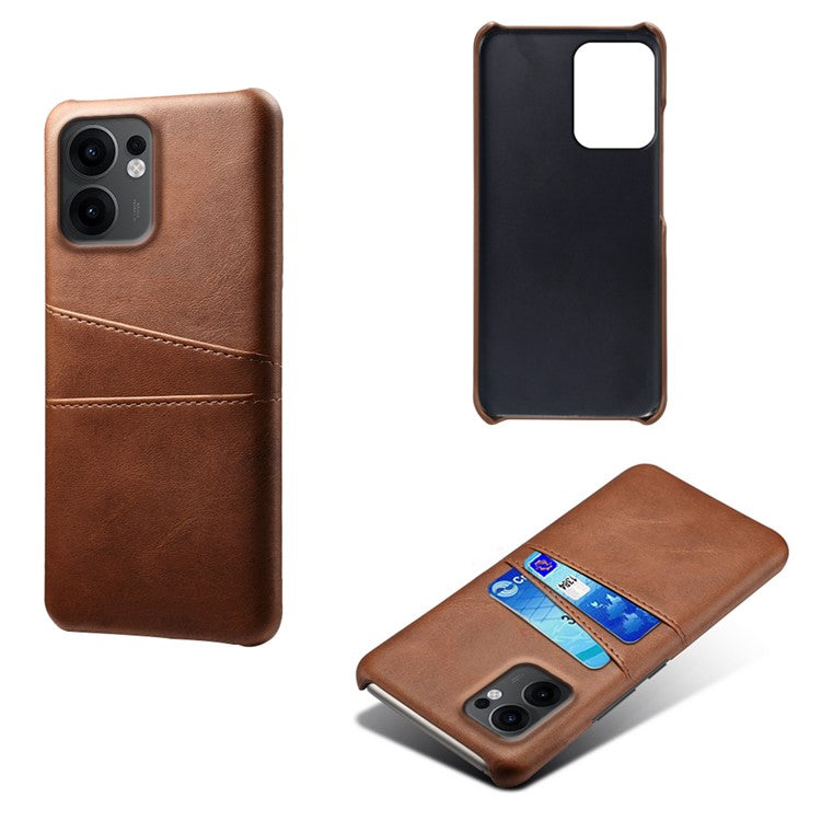For Oppo Reno13 F 5G Case Dual Card Slots PU Leather + Hard PC Phone Cover - Brown