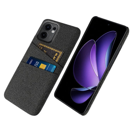 For Oppo Reno13 F 5G Case Cloth + Hard PC Phone Cover with Dual Card Slots - Black