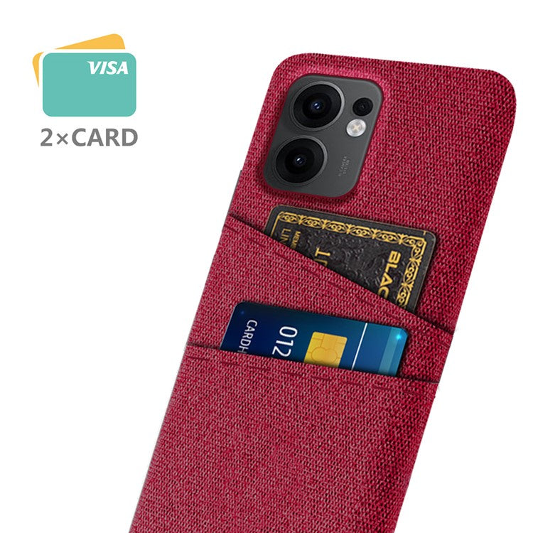 For Oppo Reno13 F 5G Case Cloth + Hard PC Phone Cover with Dual Card Slots - Red