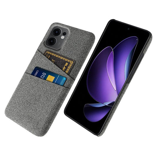 For Oppo Reno13 F 5G Case Cloth + Hard PC Phone Cover with Dual Card Slots - Grey