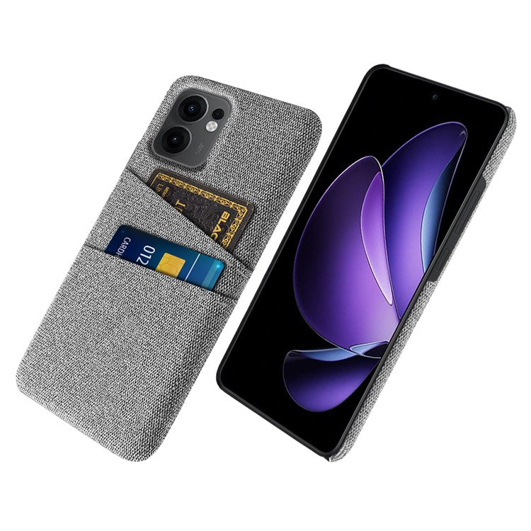 For Oppo Reno13 F 5G Case Cloth + Hard PC Phone Cover with Dual Card Slots - Light Grey