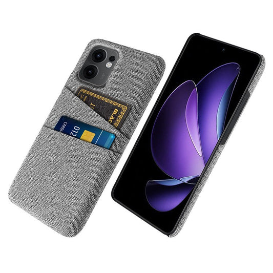 For Oppo Reno13 F 5G Case Cloth + Hard PC Phone Cover with Dual Card Slots - Light Grey