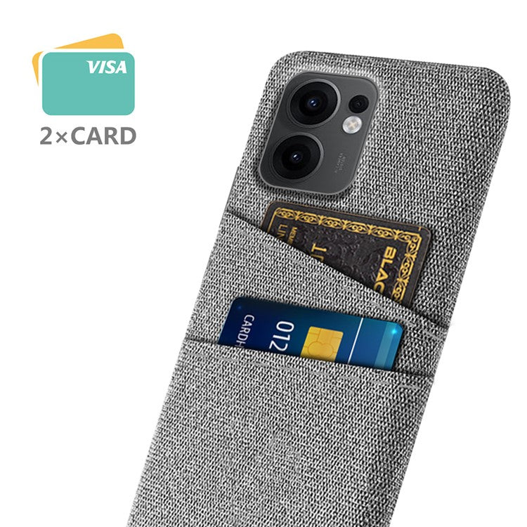 For Oppo Reno13 F 5G Case Cloth + Hard PC Phone Cover with Dual Card Slots - Light Grey