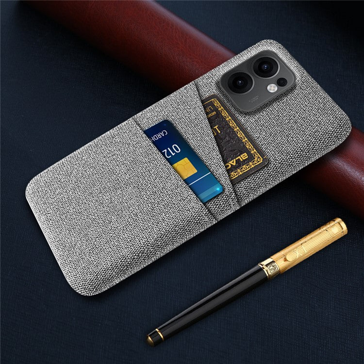 For Oppo Reno13 F 5G Case Cloth + Hard PC Phone Cover with Dual Card Slots - Light Grey