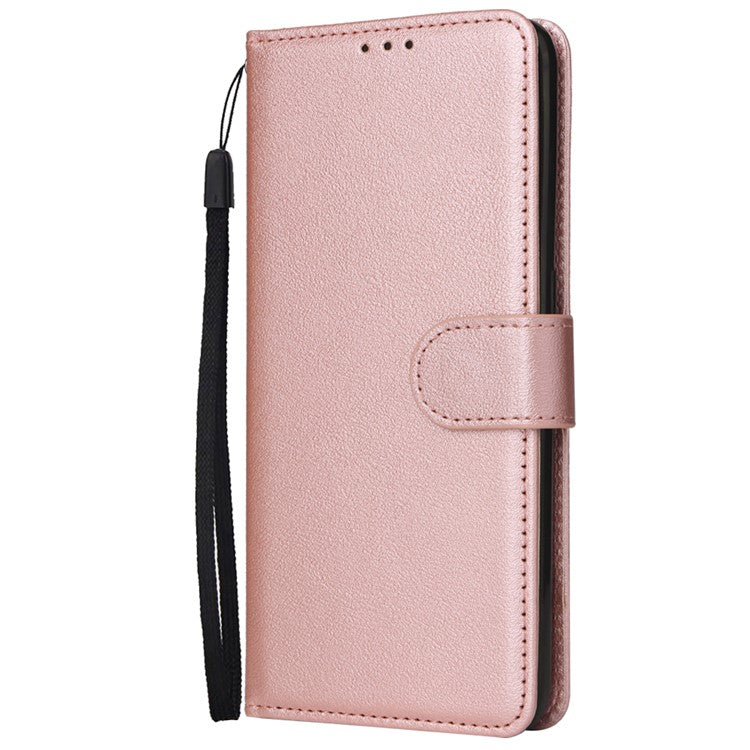For Oppo Reno13 F 5G / 4G Case Wallet Stand View PU Leather Phone Cover with Wrist Strap - Rose Gold