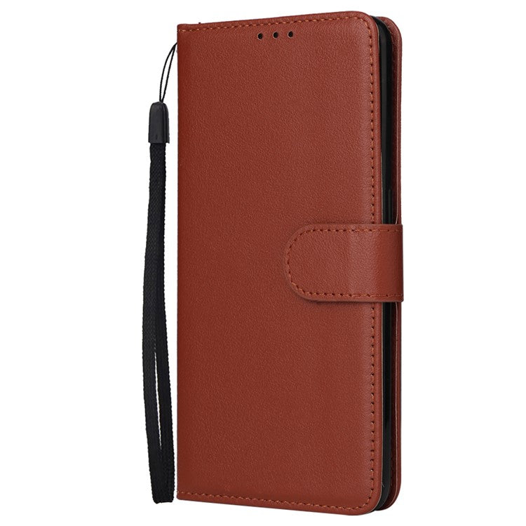 For Oppo Reno13 F 5G / 4G Case Wallet Stand View PU Leather Phone Cover with Wrist Strap - Brown