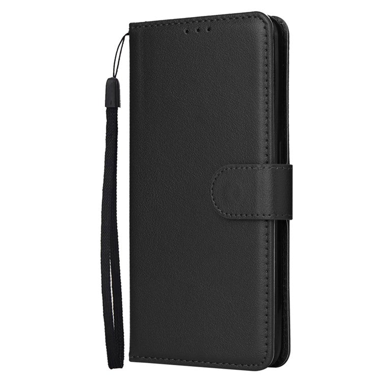 For Oppo Reno13 F 5G / 4G Case Wallet Stand View PU Leather Phone Cover with Wrist Strap - Black