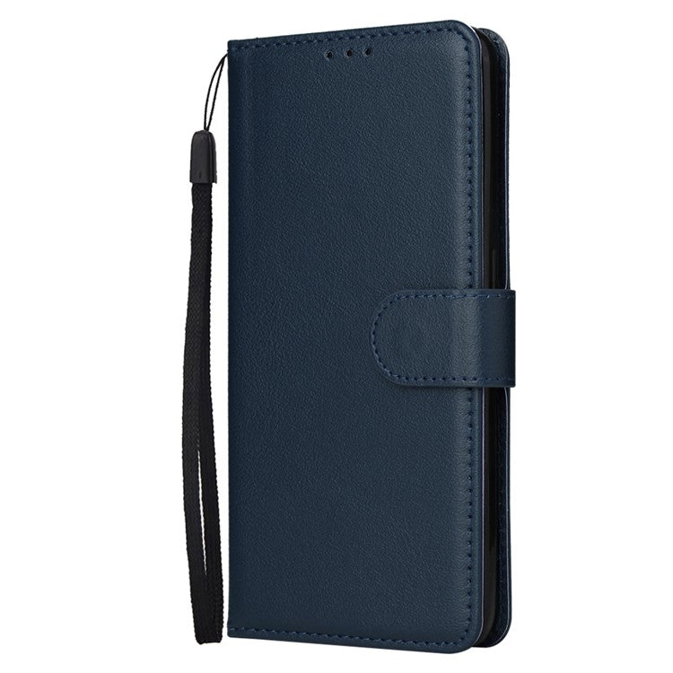 For Oppo Reno13 F 5G / 4G Case Wallet Stand View PU Leather Phone Cover with Wrist Strap - Blue