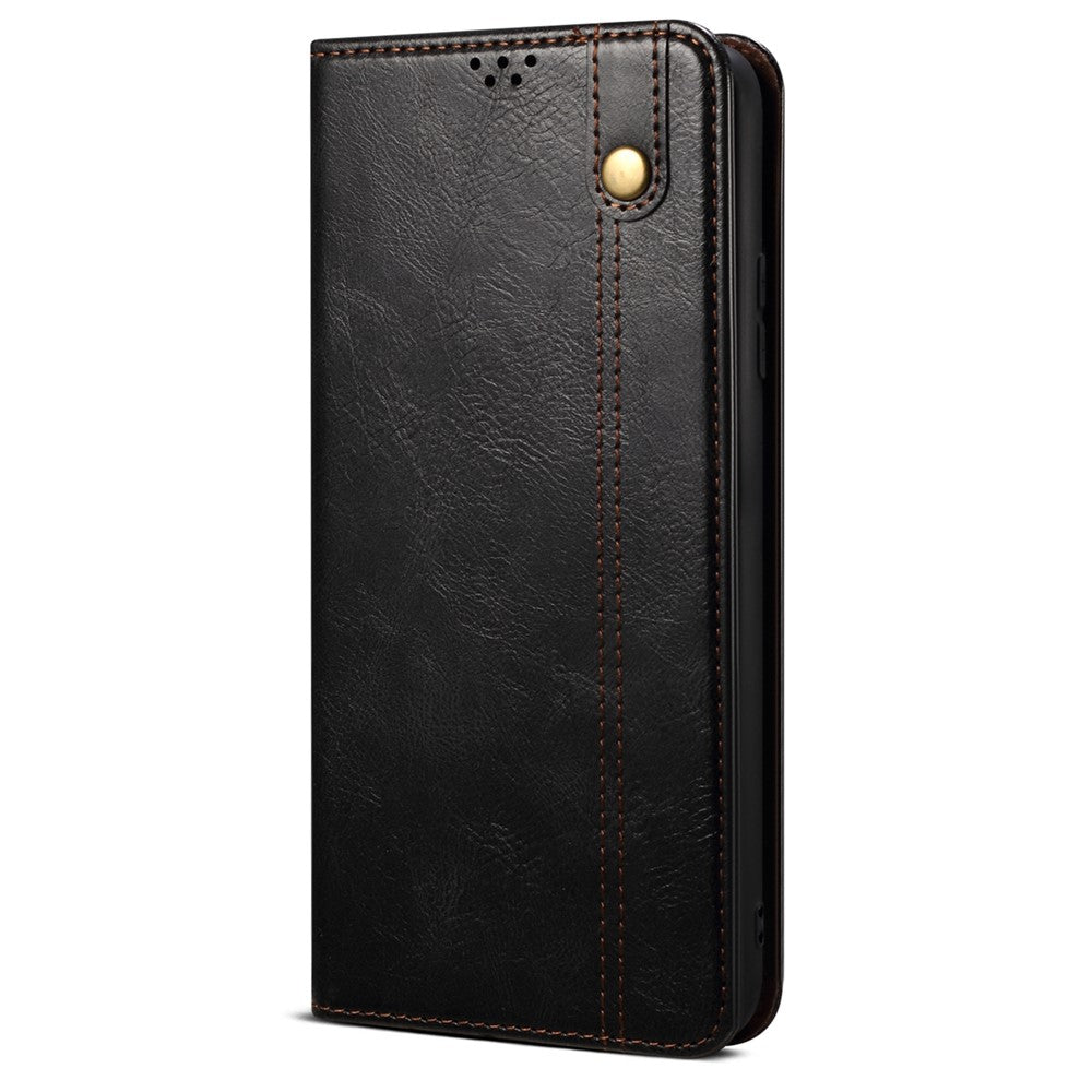 For Oppo K13 5G / K12s Case Crazy Horse Texture Waxy Leather Wallet Stand Phone Cover - Black
