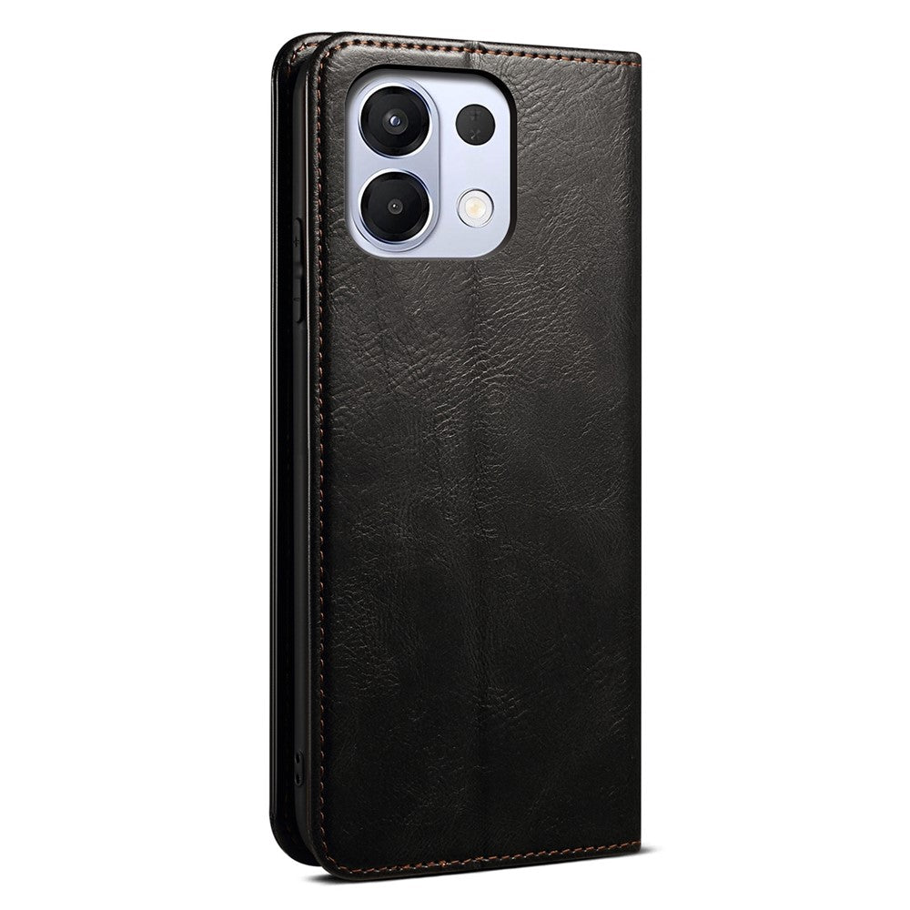 For Oppo K13 5G / K12s Case Crazy Horse Texture Waxy Leather Wallet Stand Phone Cover - Black