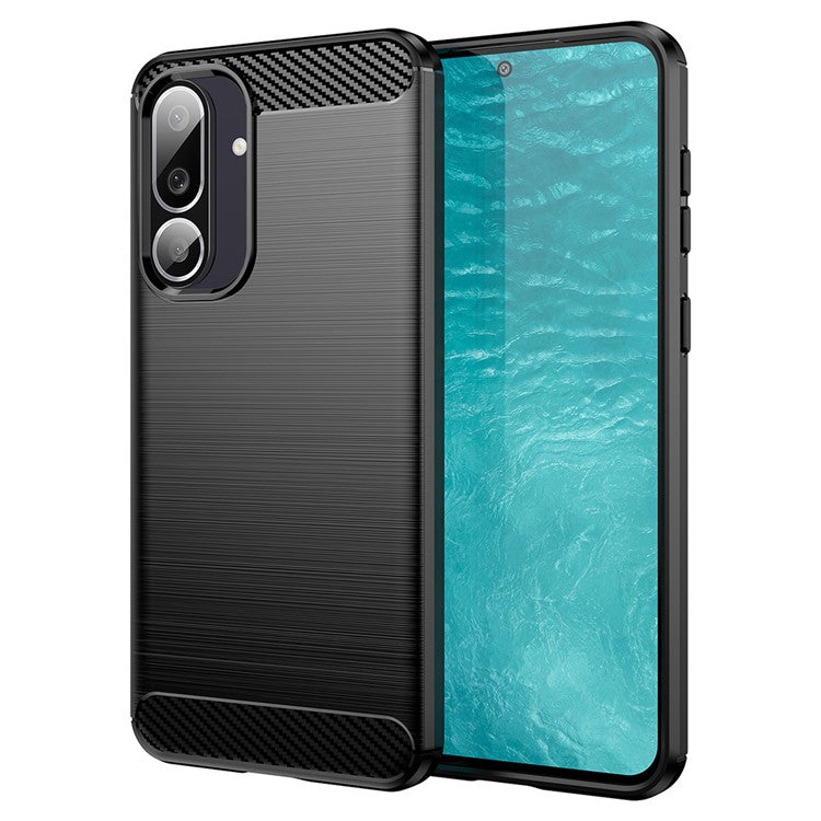 For Samsung Galaxy M56 5G / F56 5G Case Protective Phone Cover Carbon Fiber Texture Brushed - Black