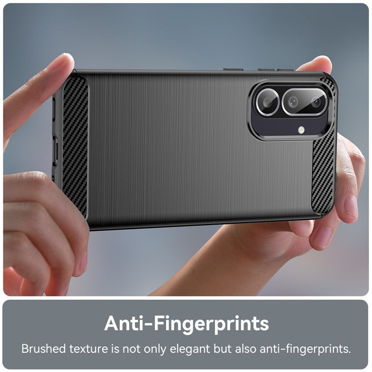For Samsung Galaxy M56 5G / F56 5G Case Protective Phone Cover Carbon Fiber Texture Brushed - Black