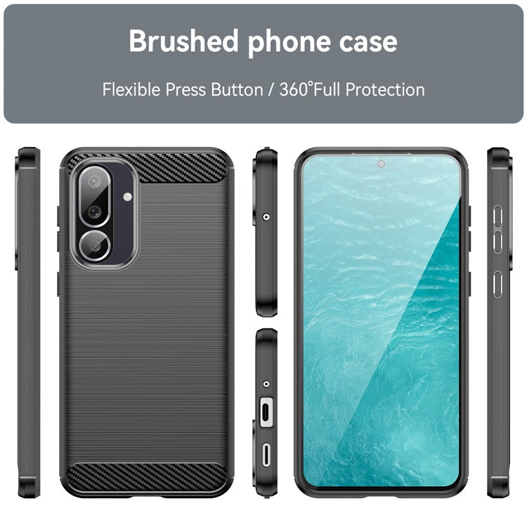 For Samsung Galaxy M56 5G / F56 5G Case Protective Phone Cover Carbon Fiber Texture Brushed - Black