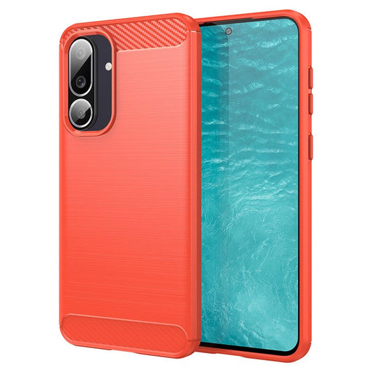 For Samsung Galaxy M56 5G / F56 5G Case Protective Phone Cover Carbon Fiber Texture Brushed - Red