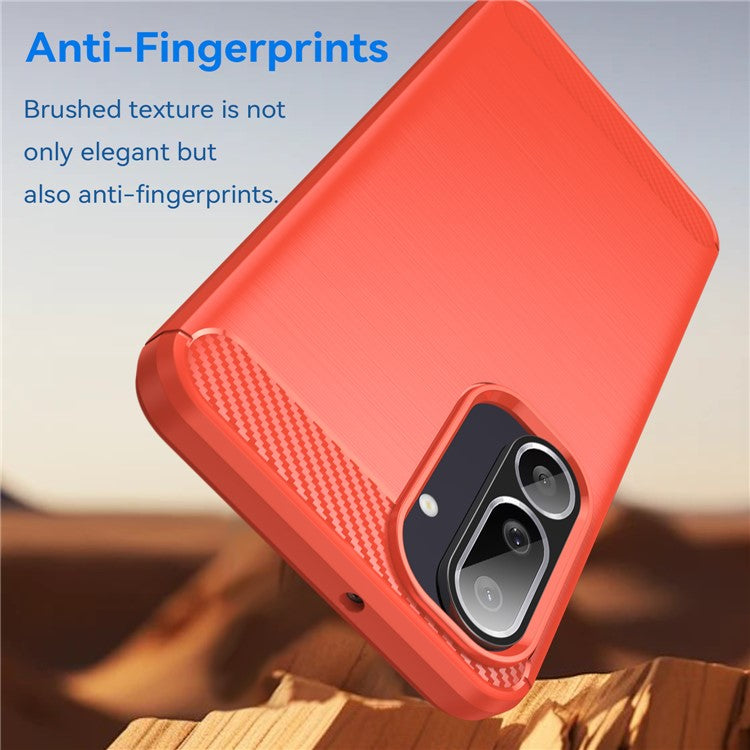 For Samsung Galaxy M56 5G / F56 5G Case Protective Phone Cover Carbon Fiber Texture Brushed - Red