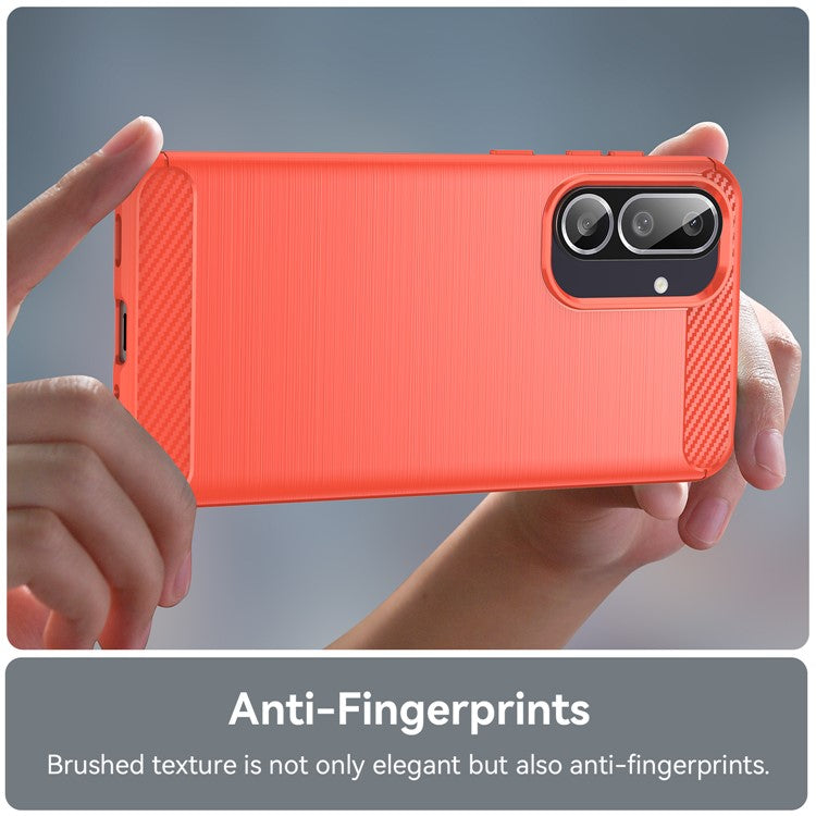 For Samsung Galaxy M56 5G / F56 5G Case Protective Phone Cover Carbon Fiber Texture Brushed - Red
