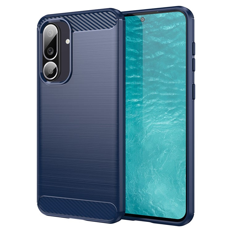 For Samsung Galaxy M56 5G / F56 5G Case Protective Phone Cover Carbon Fiber Texture Brushed - Blue
