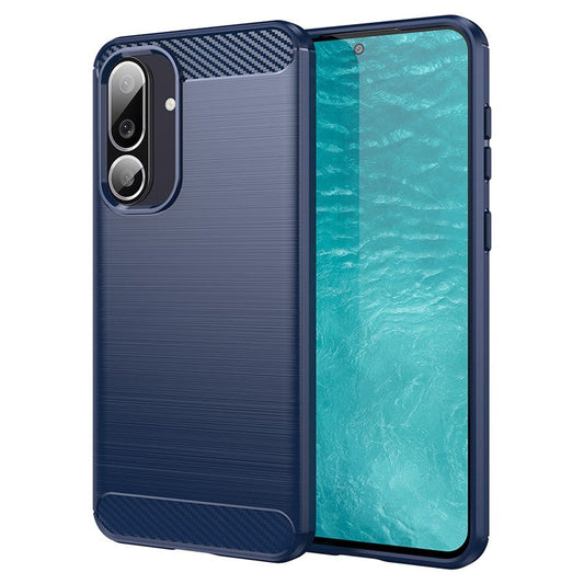 For Samsung Galaxy M56 5G / F56 5G Case Protective Phone Cover Carbon Fiber Texture Brushed - Blue