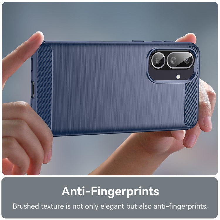 For Samsung Galaxy M56 5G / F56 5G Case Protective Phone Cover Carbon Fiber Texture Brushed - Blue