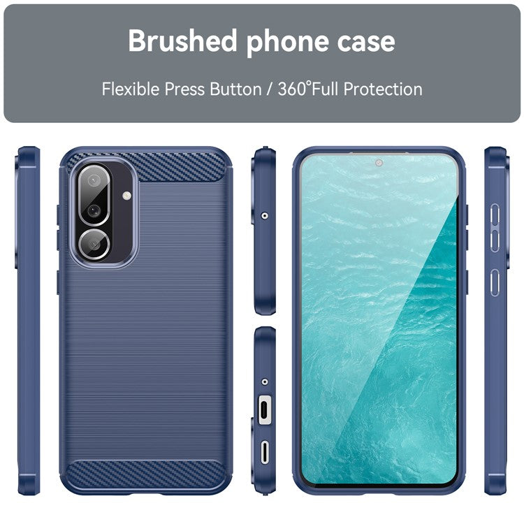 For Samsung Galaxy M56 5G / F56 5G Case Protective Phone Cover Carbon Fiber Texture Brushed - Blue