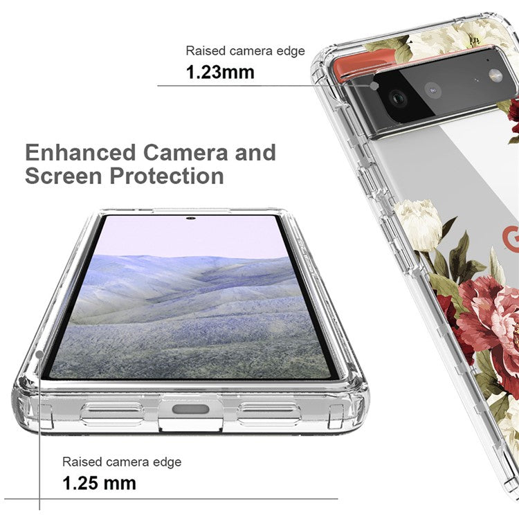 Clear Phone Case for Google Pixel 6 Pro 5G, Pattern Printing Anti-fall Hybrid PC + TPU Protective Cover - Trumpet Flower