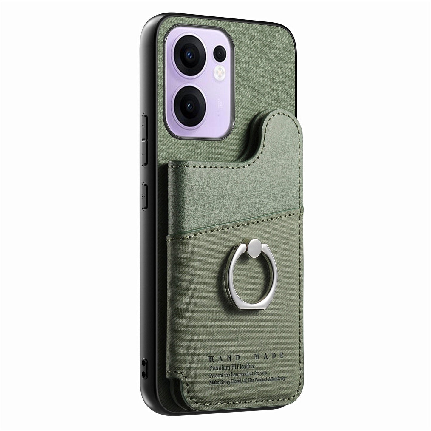 For Oppo Reno13 F 4G / Oppo Reno13 F 5G Case with Card Holder Kickstand Leather + TPU + PC Phone Cover - Green
