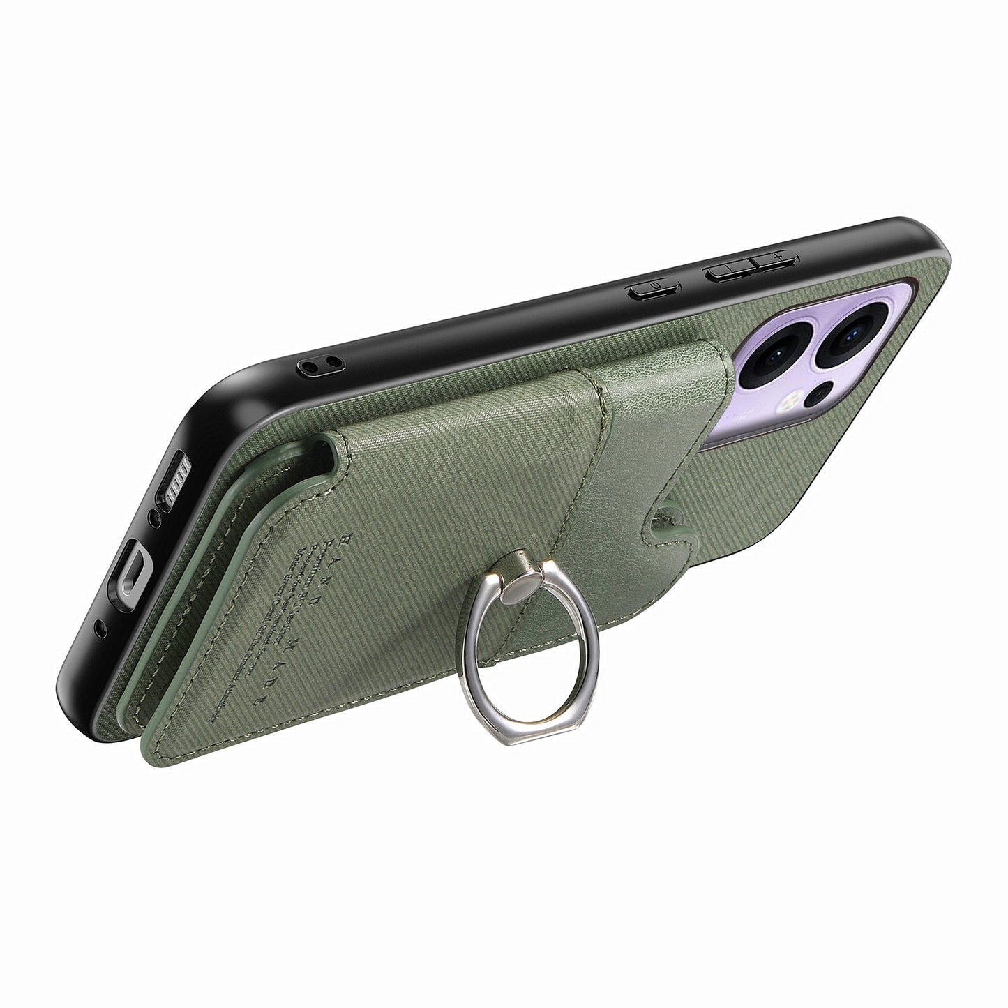 For Oppo Reno13 F 4G / Oppo Reno13 F 5G Case with Card Holder Kickstand Leather + TPU + PC Phone Cover - Green