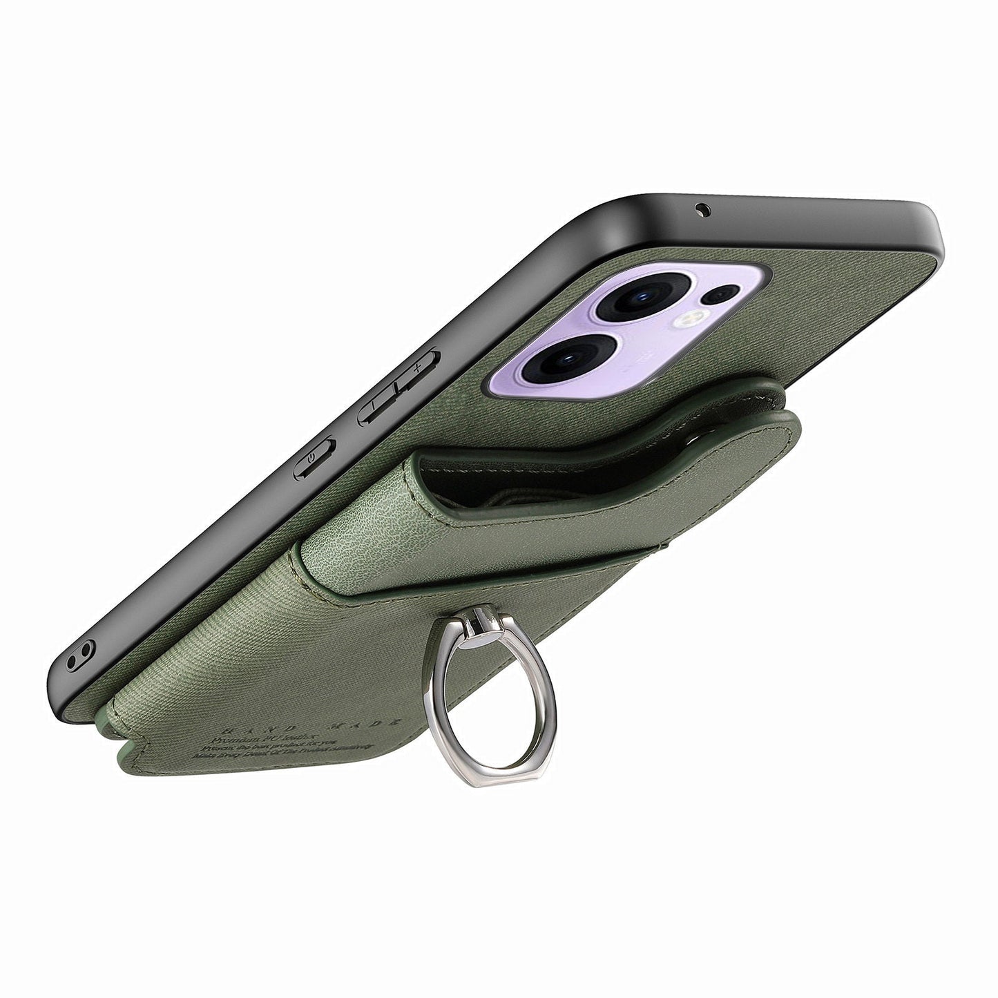 For Oppo Reno13 F 4G / Oppo Reno13 F 5G Case with Card Holder Kickstand Leather + TPU + PC Phone Cover - Green